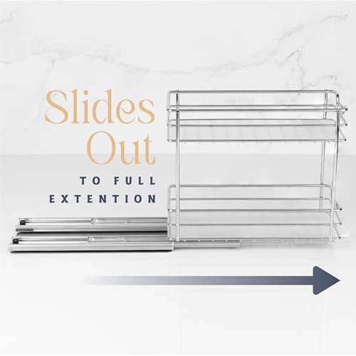 HOLDN’ STORAGE Pull Out Cabinet Organizer for Spices, Cans - Heavy Duty with Lifetime Limited Warranty- Pull Out Spice Rack- Cabinet Pull Out Shelf for Cans,Dishes, Etc, 4-1/2"W x 10-3/8"D x 8-7/8H, Chrome - Image 4
