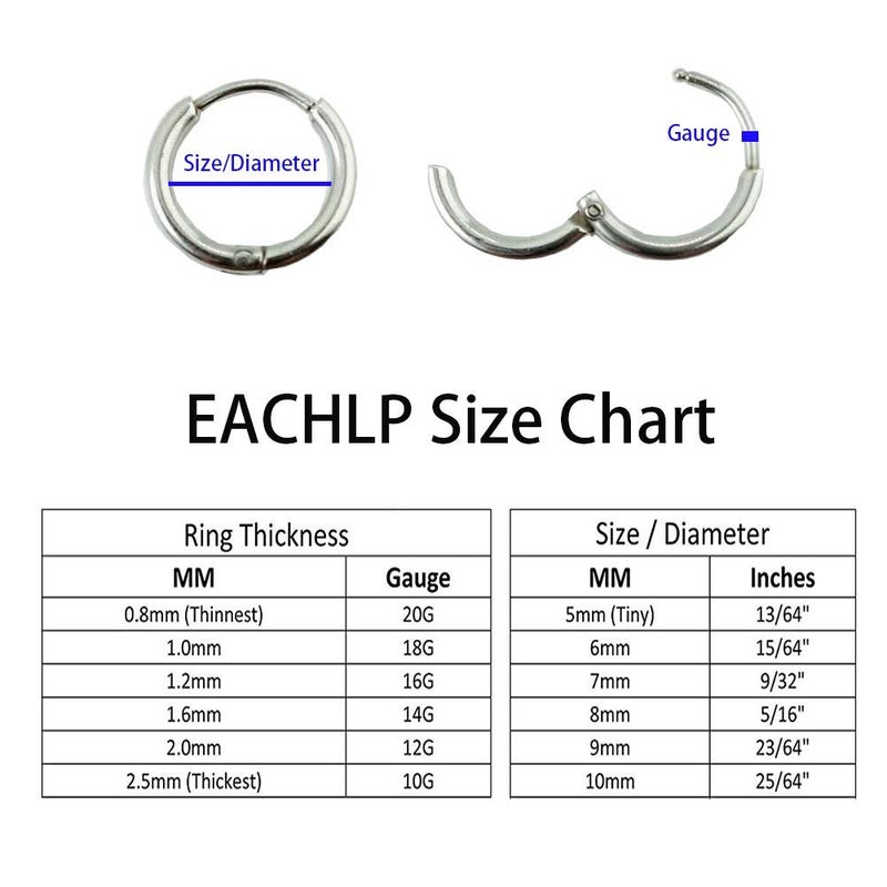 EACHLP 6Pcs 316L Surgical Stainless Steel Small Gold Huggie Hoop Earrings 6mm 8mm 10mm Hypoallergenic Earrings Hoop Cartilage Helix Lobes Hinged Sleeper Earrings for Men Women ï¼ˆ6mm 8mm 10mmGoldï¼‰ - Image 5