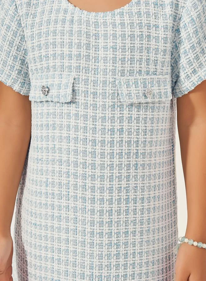 Styli Textured Tweed Midi Dress