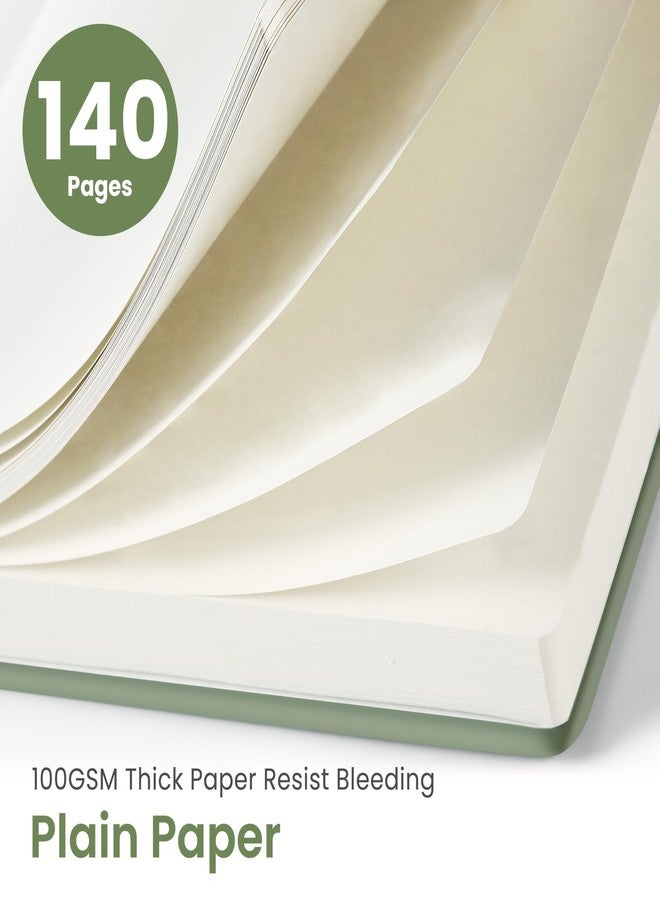 Taja Blank Notebook, Spiral Journal for Women and Men, 140 Pages, Simple Hardcover Sketchbook for Work, School and Drawing, 100gsm Thick Paper, A5 (15x20cm) - Green - Image 2