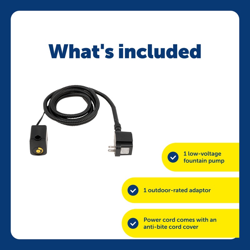 PetSafe Drinkwell Outdoor/Everflow Fountain Pump & Adaptor - Replacement Pump for Pet Fountain - Low-Voltage Durable Pump - Waterproof Adaptor with Anti-Bite Cord - Image 3