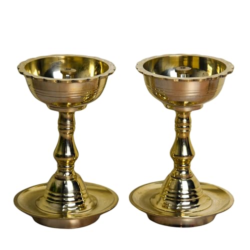 NEETU ARTS | Pure Brass Udupi Nanda Diya | Deepak | Deep for Pooja | Home Temple Decor | Pack of 2 | 5 Inches | 510g - Image 4
