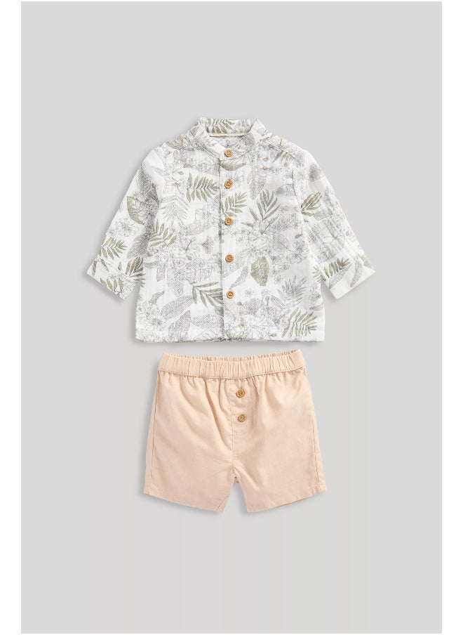 mothercare Grandad Shirt and Shorts Set  - Image 1