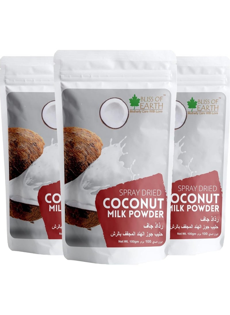 BLISS OF EARTH Bliss of Earth 3.5 oz Coconut Milk Powder Organic Gluten Free for Beverages and Curries and Other Recipes Making 100gm Pack of 3 