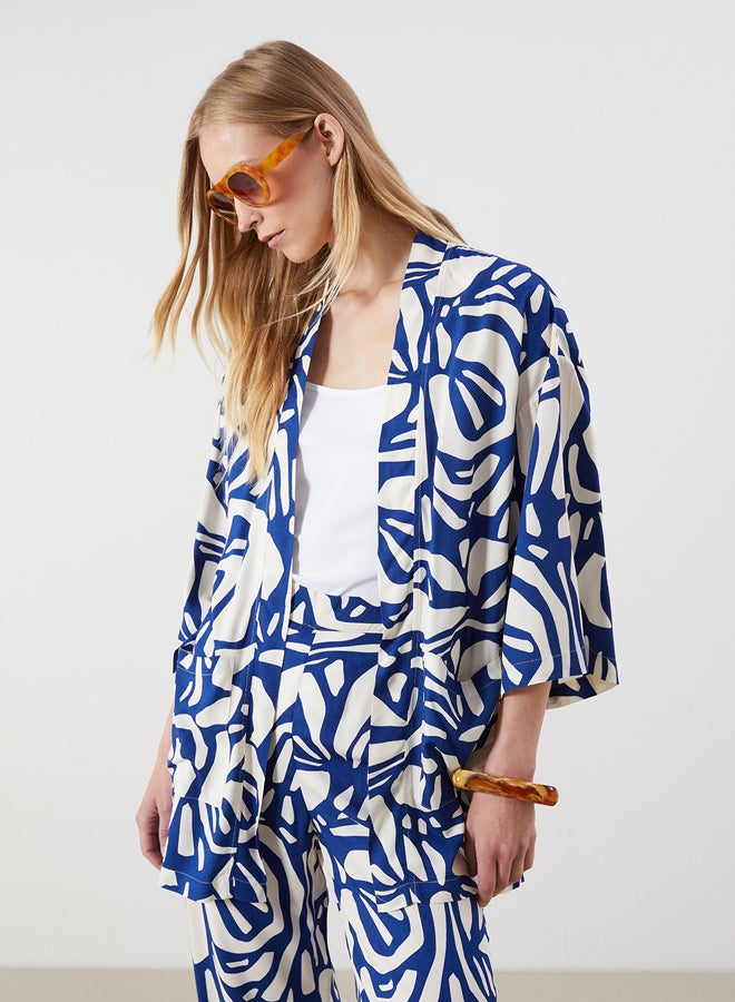 LC WAIKIKI Shawl Collar Patterned Oversize Women's Kimono - Image 1