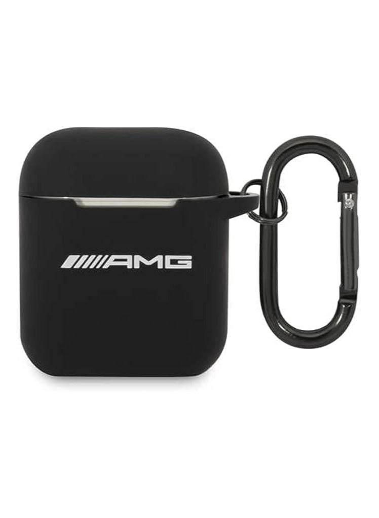 AMG Liquid Silicone Case for Airpods 1/2 / Precise Design / Anti-Scratch / Anti-Slip / Drop Protection / Easy Shape-On / Light Weight - Black - Image 1
