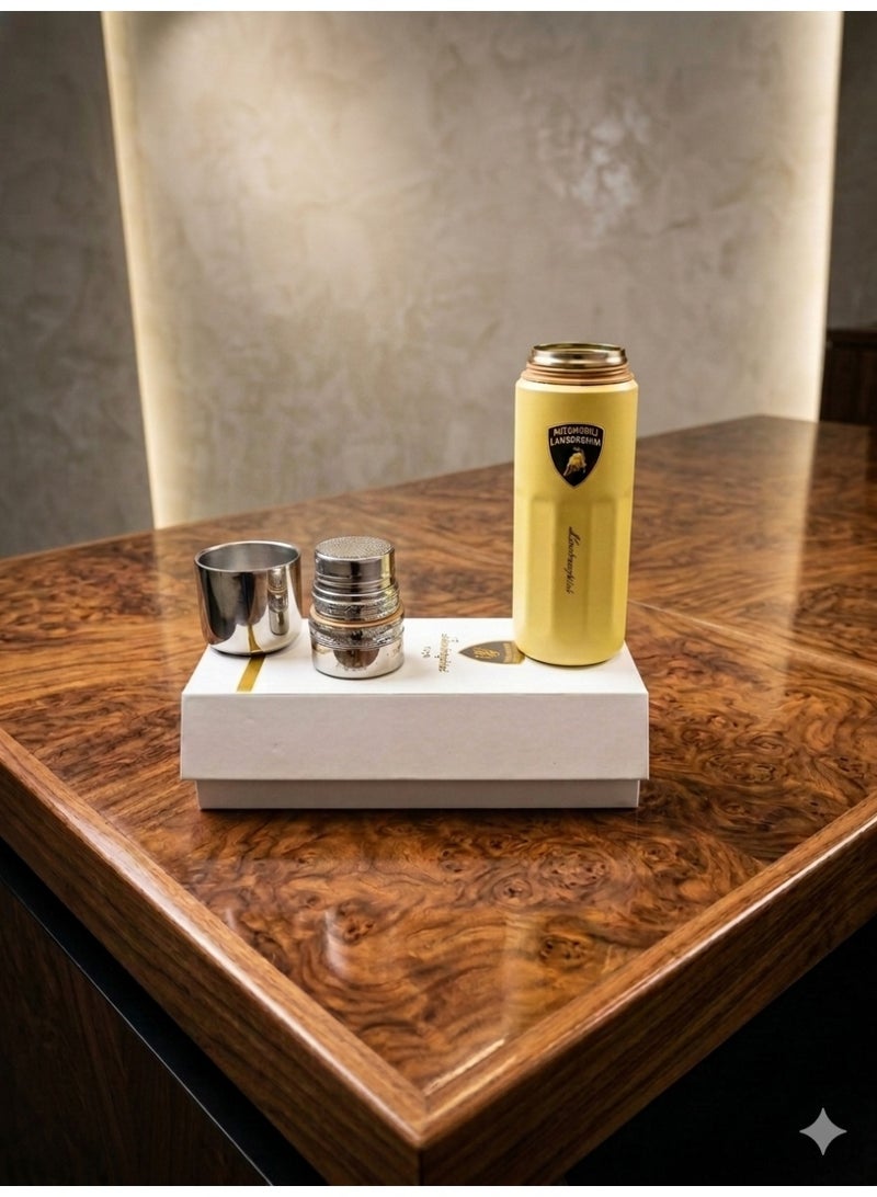 Lamborghini Funjia Stainless Steel Water Bottle 500ML Flask Double-Walled Vacuum-Insulated 2 Lids Eco-Friendly Perfect for Cold & Hot Drinks On The Go 100% Leakproof - Gym, School, Work, Travel - Image 3