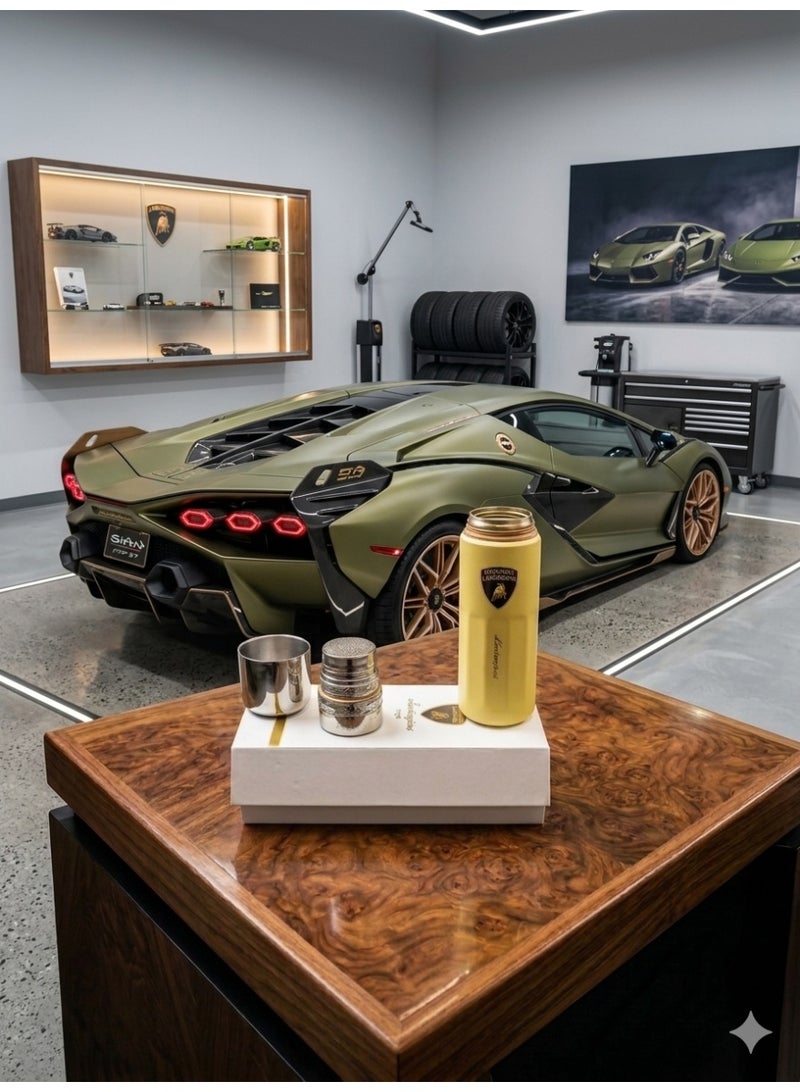 Lamborghini Funjia Stainless Steel Water Bottle 500ML Flask Double-Walled Vacuum-Insulated 2 Lids Eco-Friendly Perfect for Cold & Hot Drinks On The Go 100% Leakproof - Gym, School, Work, Travel - Image 5