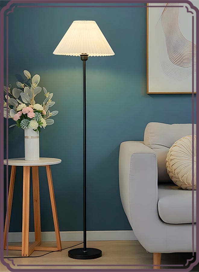 أبيكس مصباح أرضي قائم طويل بتصميم بسيط مع عاكس للضوء بكسرات وقابل للتعديل من هاي-فاين، لغرفة المعيشة والنوم والمكتب والمنزل، مستقيم-أسود - Image 1