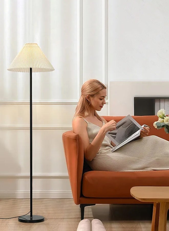 أبيكس مصباح أرضي قائم طويل بتصميم بسيط مع عاكس للضوء بكسرات وقابل للتعديل من هاي-فاين، لغرفة المعيشة والنوم والمكتب والمنزل، مستقيم-أسود - Image 3