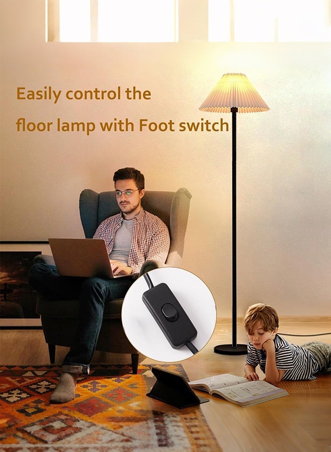 أبيكس مصباح أرضي قائم طويل بتصميم بسيط مع عاكس للضوء بكسرات وقابل للتعديل من هاي-فاين، لغرفة المعيشة والنوم والمكتب والمنزل، مستقيم-أسود - Image 5