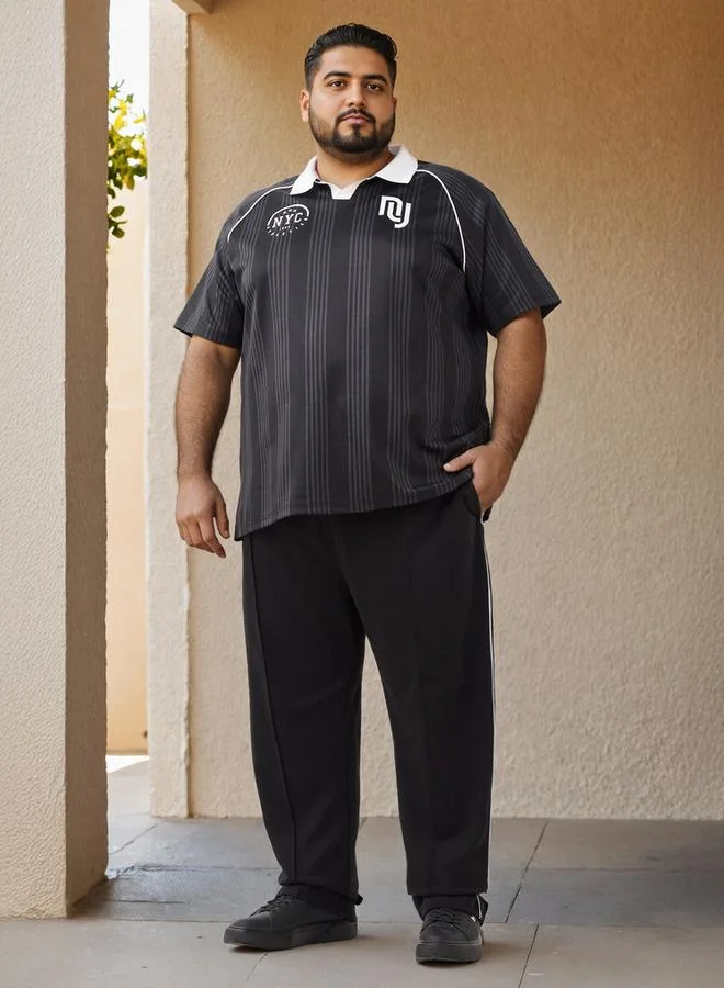 ماكسيم Plus Size Striped Polo T-shirt