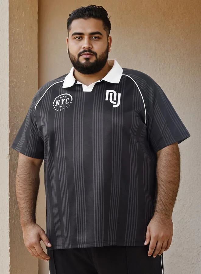 Plus Size Striped Polo T-shirt