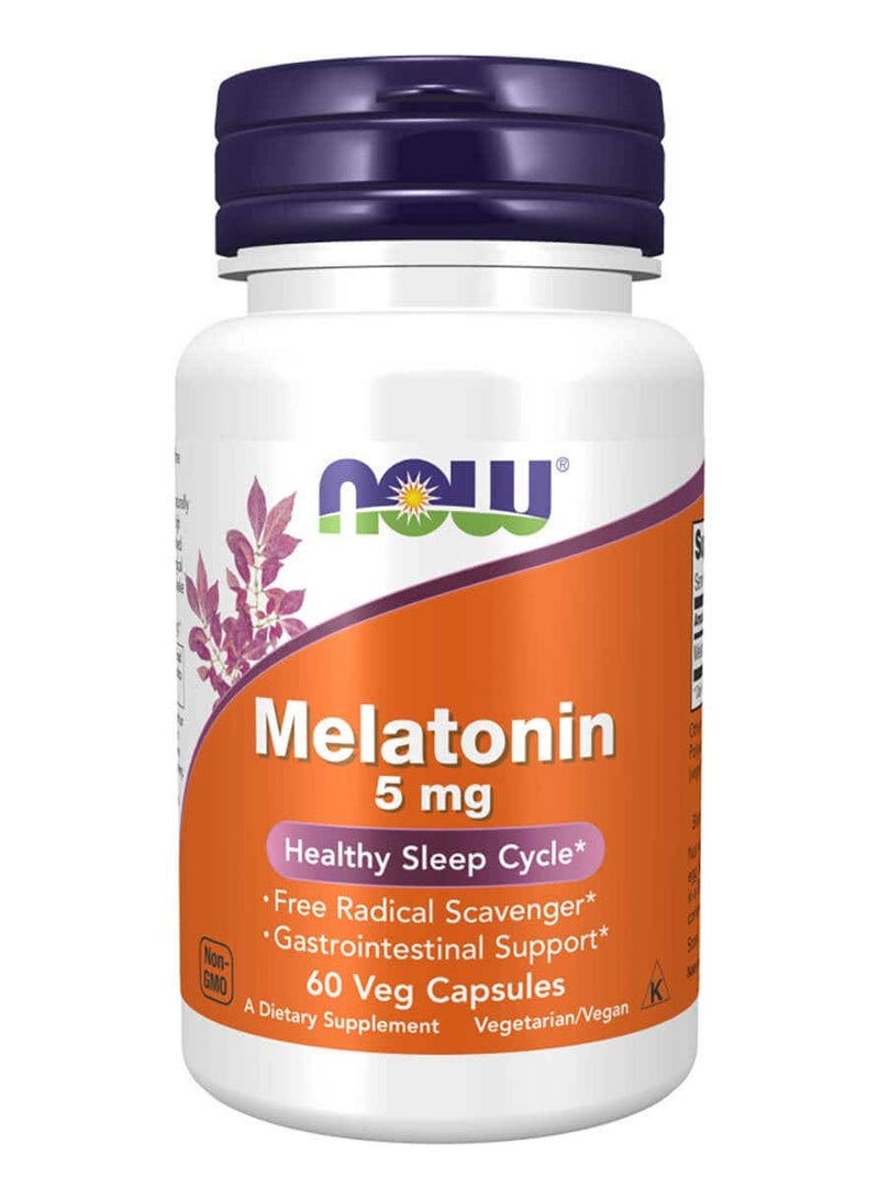 now ميلاتونين 5 ملغ (للنوم الصحي) كبسولات نباتية