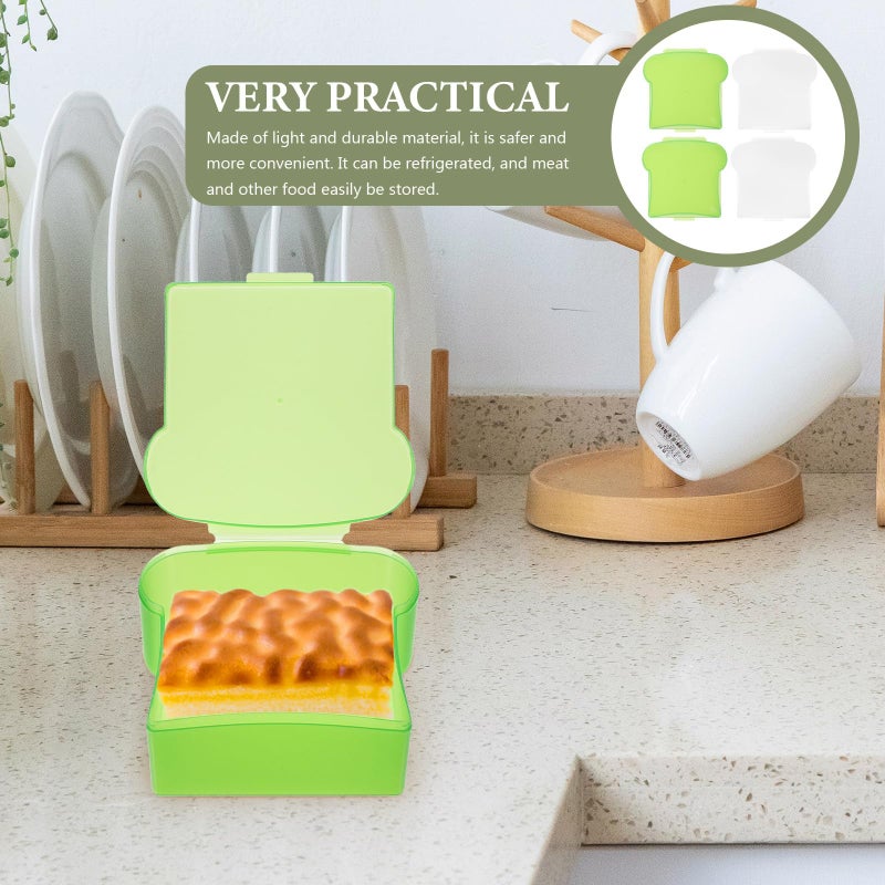4Pcs Green Portable Bread Storage Boxes with Sealed Lids for Kitchen Camping Food Fresh Keeping - Image 5