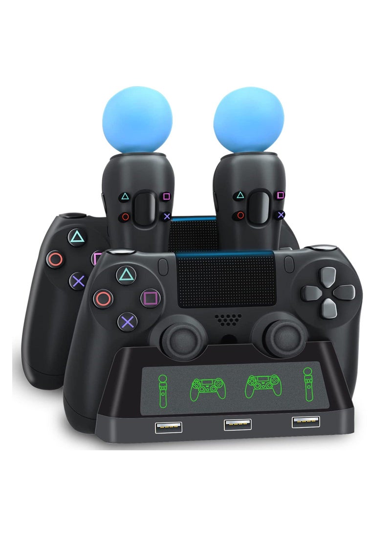 Y&D Controller Charging Dock Station Fit for PS4, 4 in 1 PS Charger Station, Fast with LED Indicator Compatible PS4/Slim/PS4 Pro/PS VR Dock(1 Pack)  - Image 1