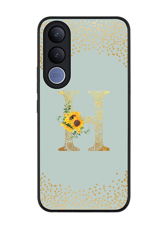 Stylizedd For vivo V70 FE Case,Slim fit Camera Protection, Shockproof Thin Phone cover  - Custom Floral Monogram - H  (Light Grey ) - Image 1