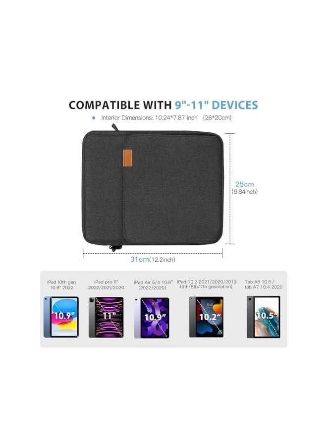 أكس سبرينج - حقيبة كمبيوتر لوحي Xspring، حافظة متينة مقاومة للماء لجهاز Ipad مقاس 11 بوصة، حقيبة حمل بمقبض مع حزام كتف، حقيبة كمبيوتر لوحي مقاومة للصدمات، حافظة كمبيوتر محمول للكمبيوتر اللوحي مقاس 9-11 بوصة (أسود) - Image 1