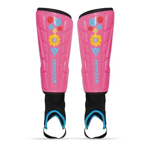Vizari Blossom Toddler Soccer Shin Guards for Girls - Dual-Layered Protection - Ventilated Football Shin Pads with Ankle Protection - Stylish Design Ankle Guard with Adjustable Fit (Pink/Blue, XS) - Image 1