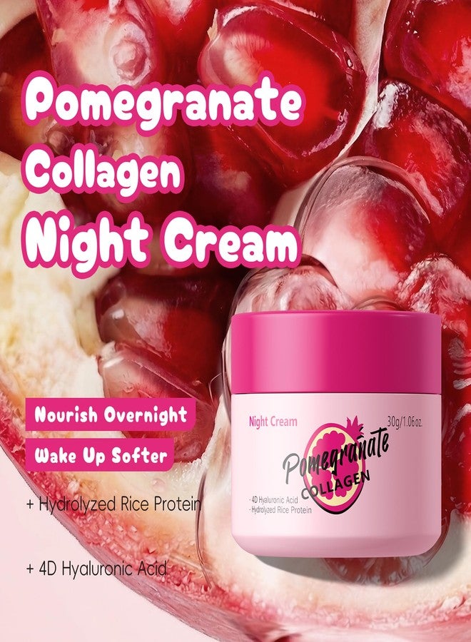 BEUKING Pomegranate Collagen Night Cream, Facial Repair Cream with 4D Hyaluronic Acid & Hydrolyzed Rice Protein – Hydrating, Firming, Even Skin Tone – Lightweight Overnight Moisturizer, 1.06 oz - Image 2