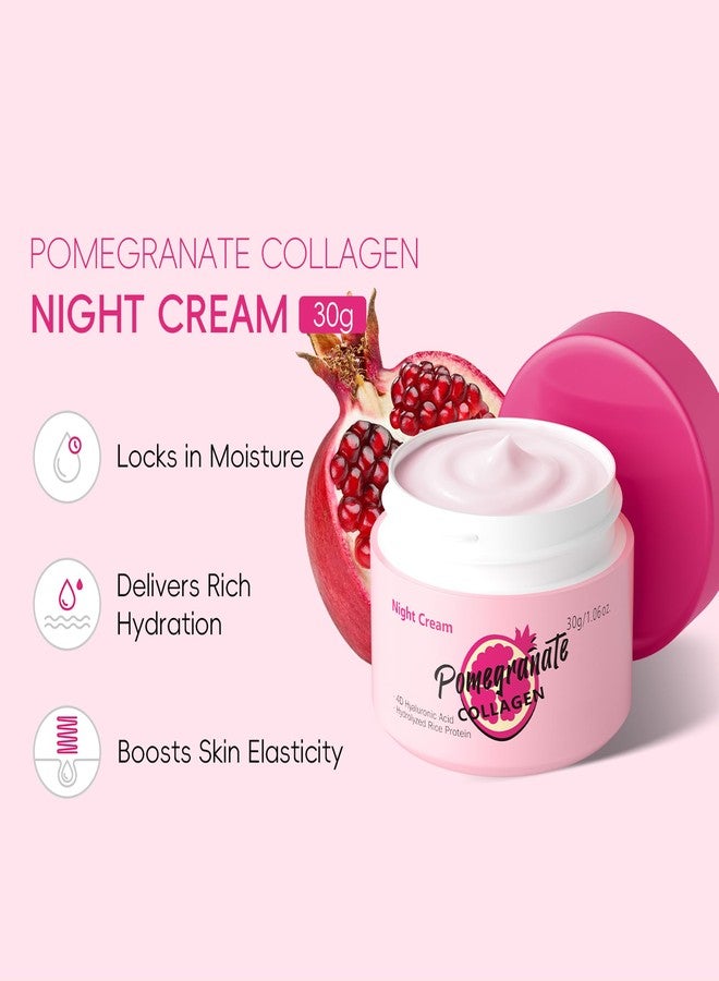 BEUKING Pomegranate Collagen Night Cream, Facial Repair Cream with 4D Hyaluronic Acid & Hydrolyzed Rice Protein – Hydrating, Firming, Even Skin Tone – Lightweight Overnight Moisturizer, 1.06 oz - Image 4