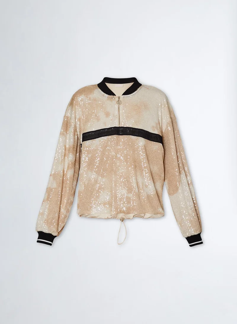 ليو جو سويت شيرت مزين بالترتر