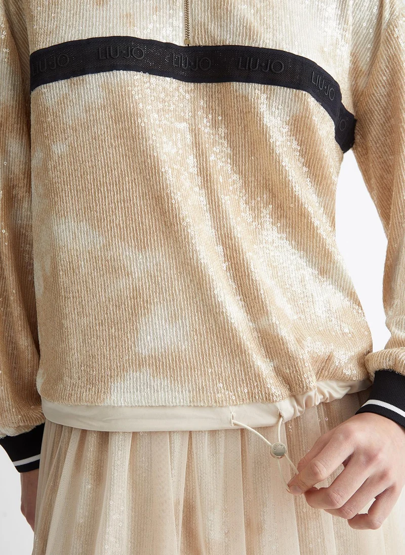 ليو جو سويت شيرت مزين بالترتر