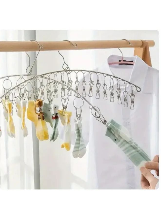 20 Pegs Stainless Steel Windproof Clothes Drying Hanger Heavy Duty Laundry Airer Indoor Outdoor Use - Image 4