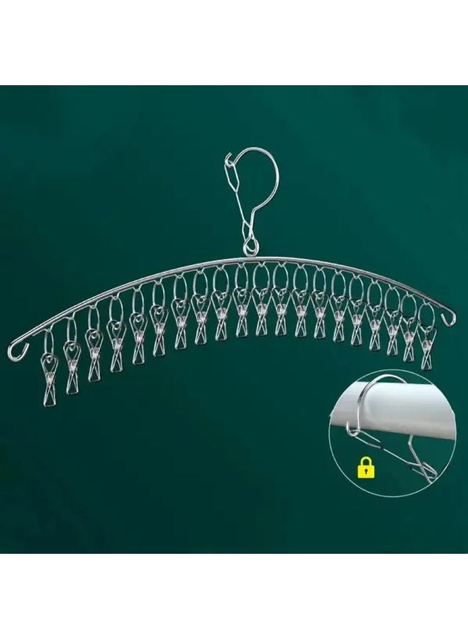 20 Pegs Stainless Steel Windproof Clothes Drying Hanger Heavy Duty Laundry Airer Indoor Outdoor Use - Image 1