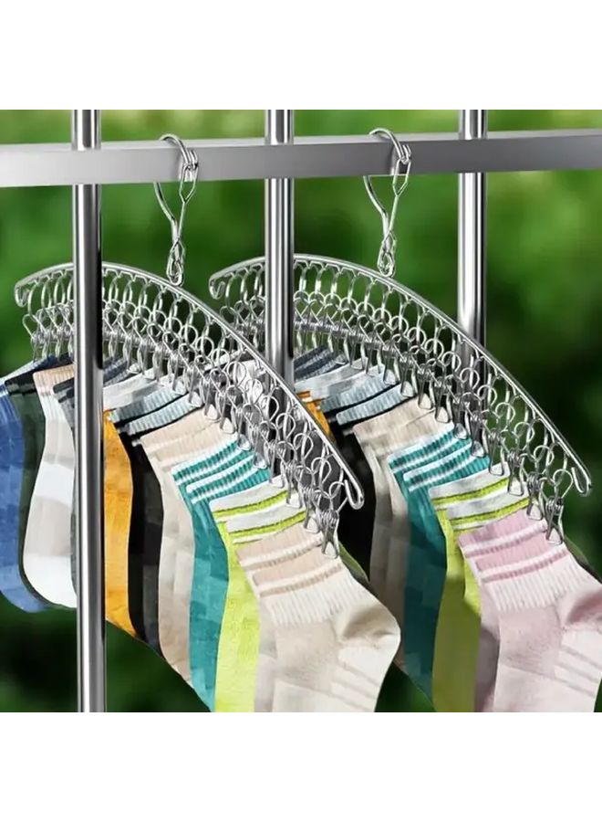 20 Pegs Stainless Steel Windproof Clothes Drying Hanger Heavy Duty Laundry Airer Indoor Outdoor Use - Image 2
