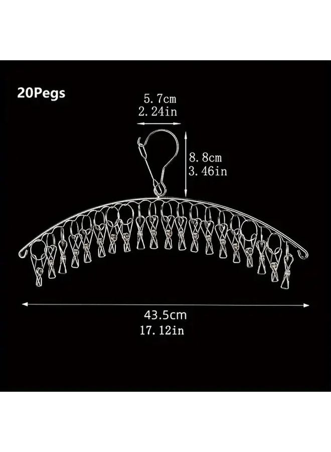 20 Pegs Stainless Steel Windproof Clothes Drying Hanger Heavy Duty Laundry Airer Indoor Outdoor Use - Image 3