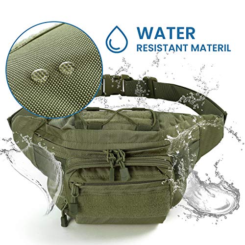 FRTKK Tactical Fanny Pack Military Waist Bag Pack with USA Flag Patch Utility Hip Pack with Adjustable Strap for Outdoors Fishing Cycling Camping Hiking Dog Walking (Army green 2) - Image 4