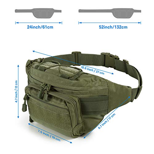 FRTKK Tactical Fanny Pack Military Waist Bag Pack with USA Flag Patch Utility Hip Pack with Adjustable Strap for Outdoors Fishing Cycling Camping Hiking Dog Walking (Army green 2) - Image 3
