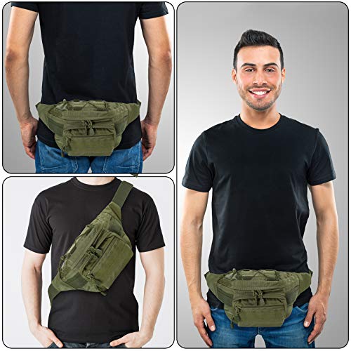FRTKK Tactical Fanny Pack Military Waist Bag Pack with USA Flag Patch Utility Hip Pack with Adjustable Strap for Outdoors Fishing Cycling Camping Hiking Dog Walking (Army green 2) - Image 5