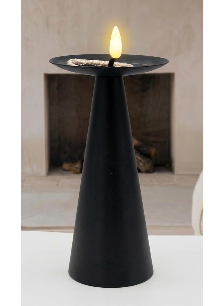 AKDC Metal LED Candle Light – Black | 16×9 cm - Image 1