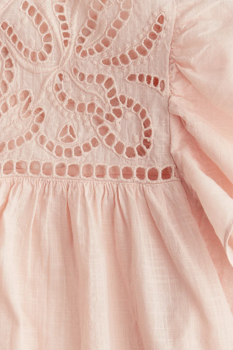 H&M Flutter-sleeve dress with broderie anglaise