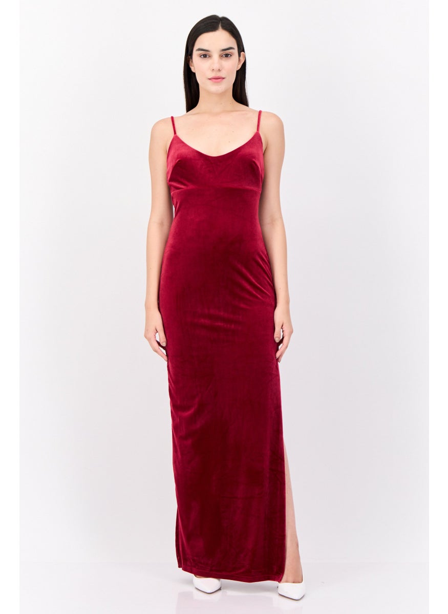 Lulus Women Velvet Maxi Dress, Burgundy  - Image 1