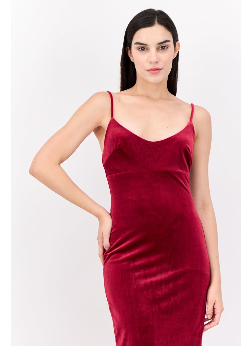 Lulus Women Velvet Maxi Dress, Burgundy  - Image 2