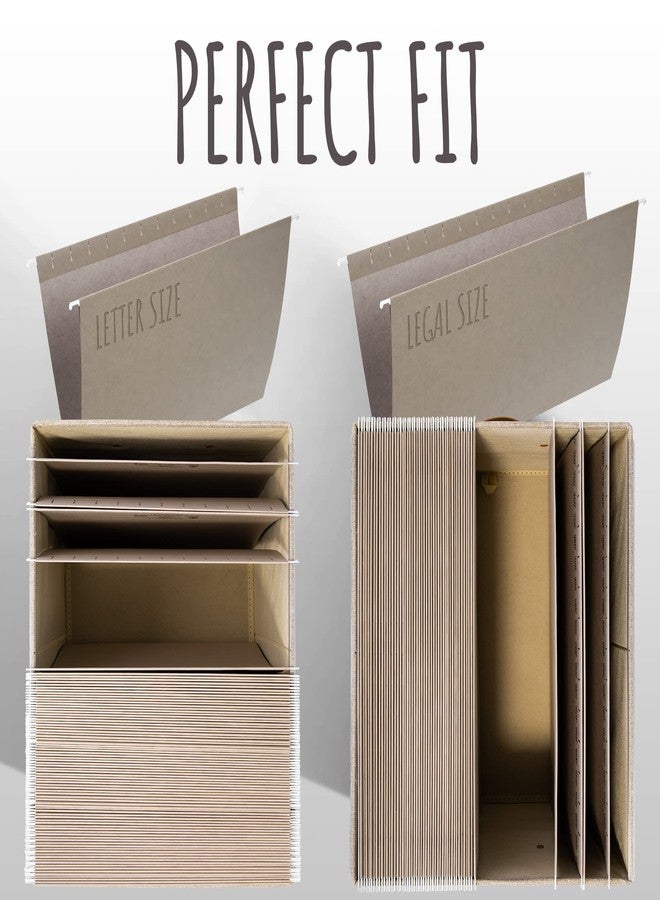 ZICOTO Decorative File Organizer Box Set of 2 - Collapsible Linen Filing Cabinets with Handles Are Perfect to Store All Your Documents & Hanging File Folders - Portable Easy Slide Office Crates with Lid - Image 5