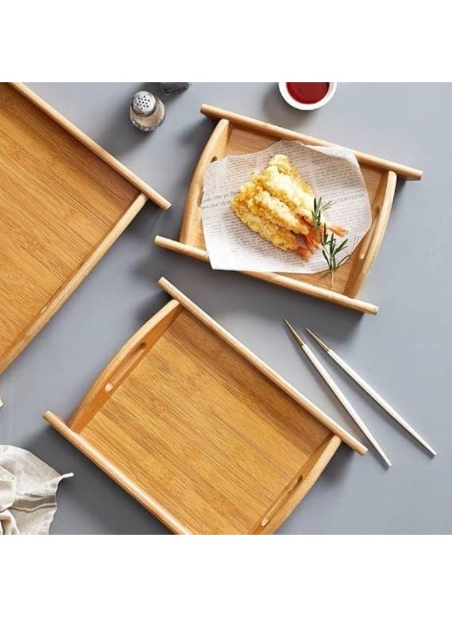 طقم صواني خشب طبيعي 3 قطع بمقاسات متنوعة – تصميم أنيق بقاعدة متينة – لمسة ديكور راقية للتقديم T - Image 3