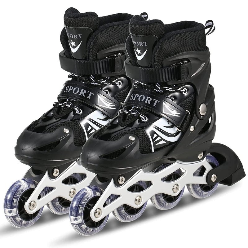 TEKCOOL 4 Wheels Adjustable Inline Skates Skating Shoes for Boys Kids Girls Skating Shoe Adjustable Roller Blades PU Strong Wheels Aluminium with LED Flash Light on Wheels - Image 1