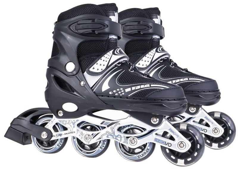 TEKCOOL 4 Wheels Adjustable Inline Skates Skating Shoes for Boys Kids Girls Skating Shoe Adjustable Roller Blades PU Strong Wheels Aluminium with LED Flash Light on Wheels - Image 3
