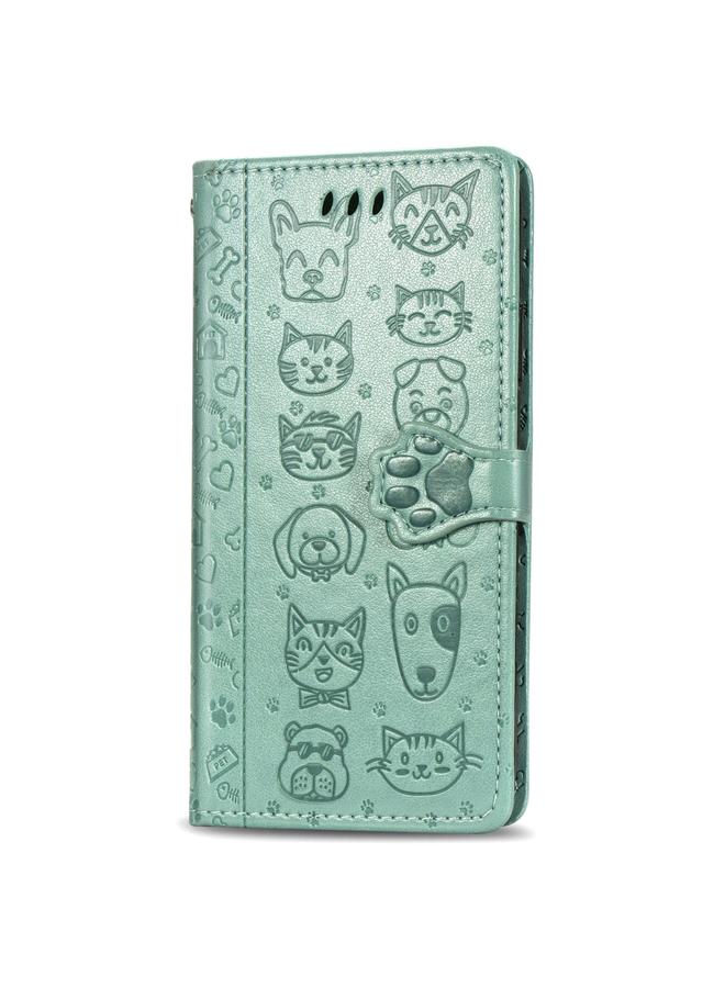 اس-توب جراب لهاتف iPhone 11 Pro من جلد البولي يوريثان منقوش بشكل قطة وكلب لطيف مع حامل / فتحة بطاقة / محفظة / حبل - Image 2