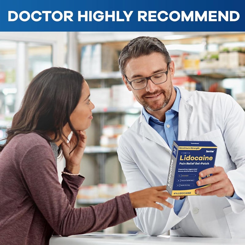 Sumifun لصقات سومي فون 4 ليدوكائين أقصى قوة لتخفيف الألم جل لصقة لآلام الظهر والكتف والعضلات وآلام الركبة وآلام المفاصل في الرقبة تخدر الألم لمدة تصل إلى 8 ساعات عدد كبير 32 - Image 5