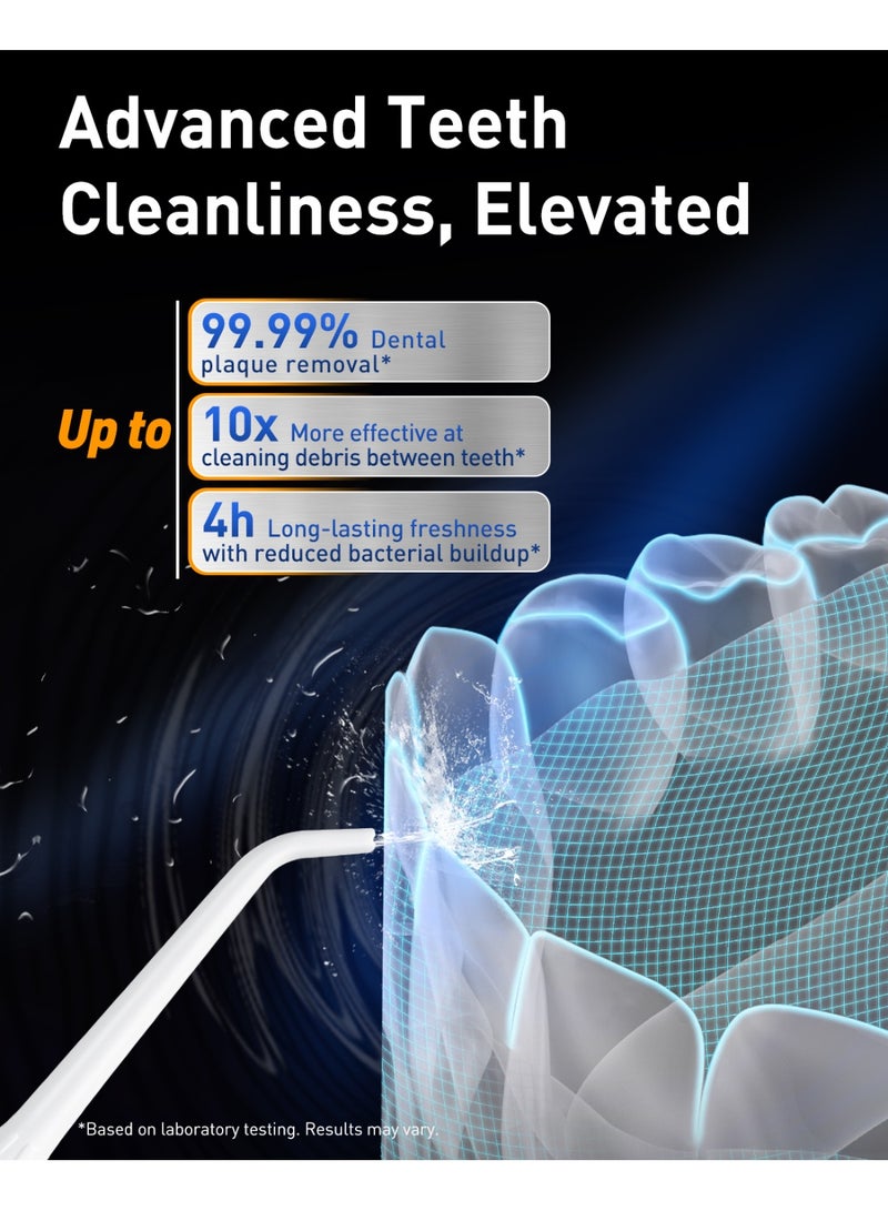 MySmile LP221 UVC Sterilizable Cordless Water Flossers for Teeth 335ML Portable OLED Display Dental Flosser with 4 Modes 8 Jet Tips and a Storage Pouch for Home and Travel (Pearl White) - Image 2