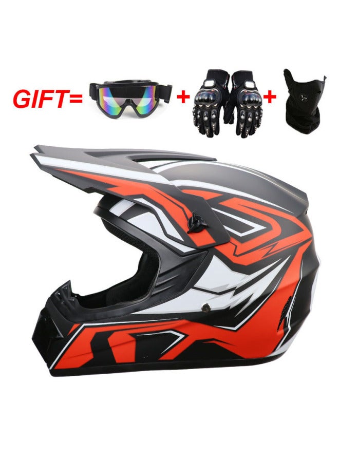 ABS Motorcycle Off-Road Half Helmet Four Seasons Small - Blue Red Snake with Goggles Mask Gloves