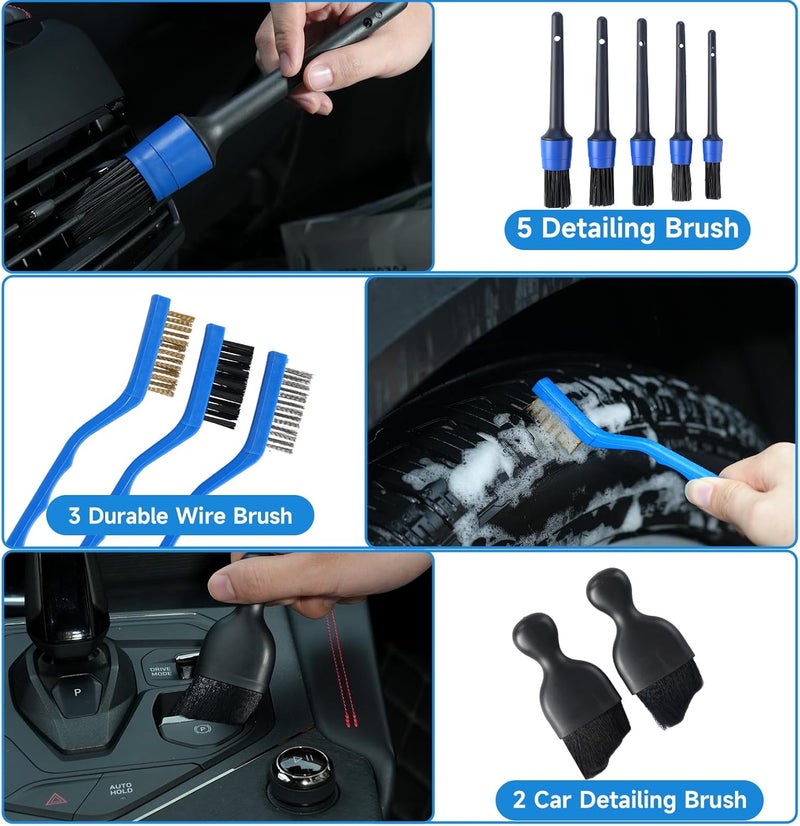NIKCOSMK 36Pcs Car Detailing Kit, Car Detailing Brush Set, Car Cleaning Kit, Auto Detailing Tools for Interior Exterior Wheels, Professional Car Wash Accessories with Windshield Cleaning Tool and Storage Box - Image 4