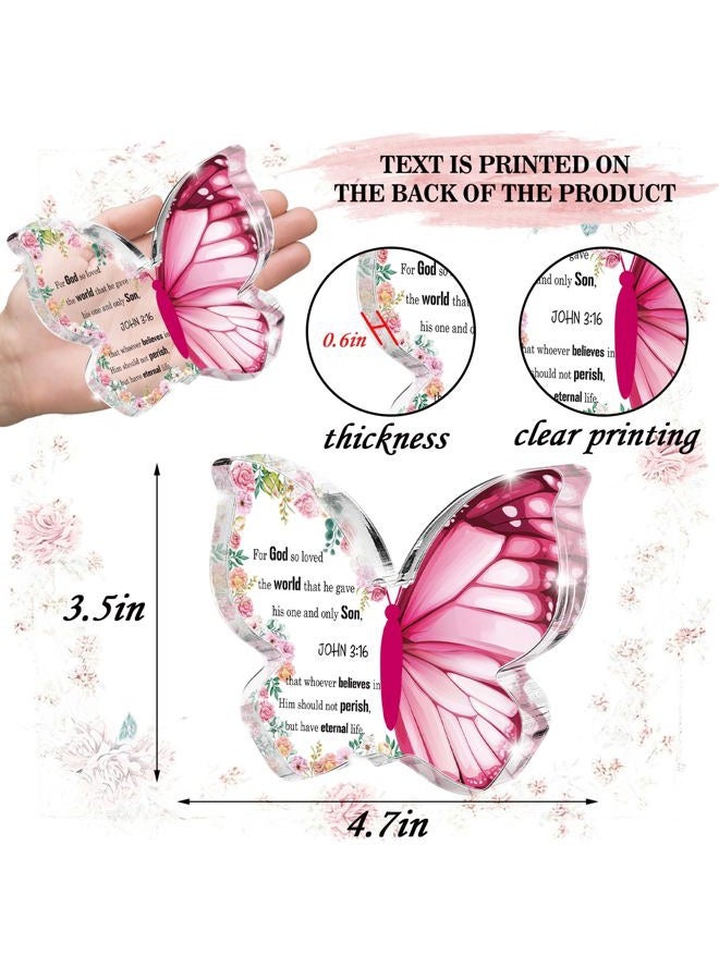 SHLINCO Bible Verse Proverbs 3:16 Sign - Christian Gifts for Women - Butterfly Acrylic Sign Prayer Room Decor - Desk Decor for Home Office Table Shelf Decorations - Image 2