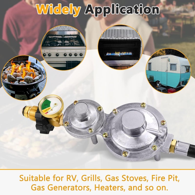 Azdele Upgraded Two Stage Propane Regulator with 10ft Hose and Gauge, Standard P.O.L Tank Connection, 3/8in Female Flare Fitting for Grill, Heaters, Fire Pit, Gas Generator/Stove/Range-CSA Certified - Image 5