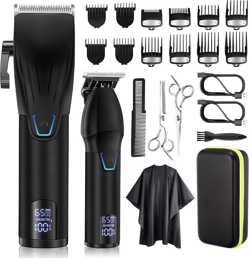 Suttik Professional Hair Clipper and Trimmer Set Barber Clippers Set for Men Professional Kit Beard Trimmer Haircut Kit Cordless Clippers for Hair CuttingBlack